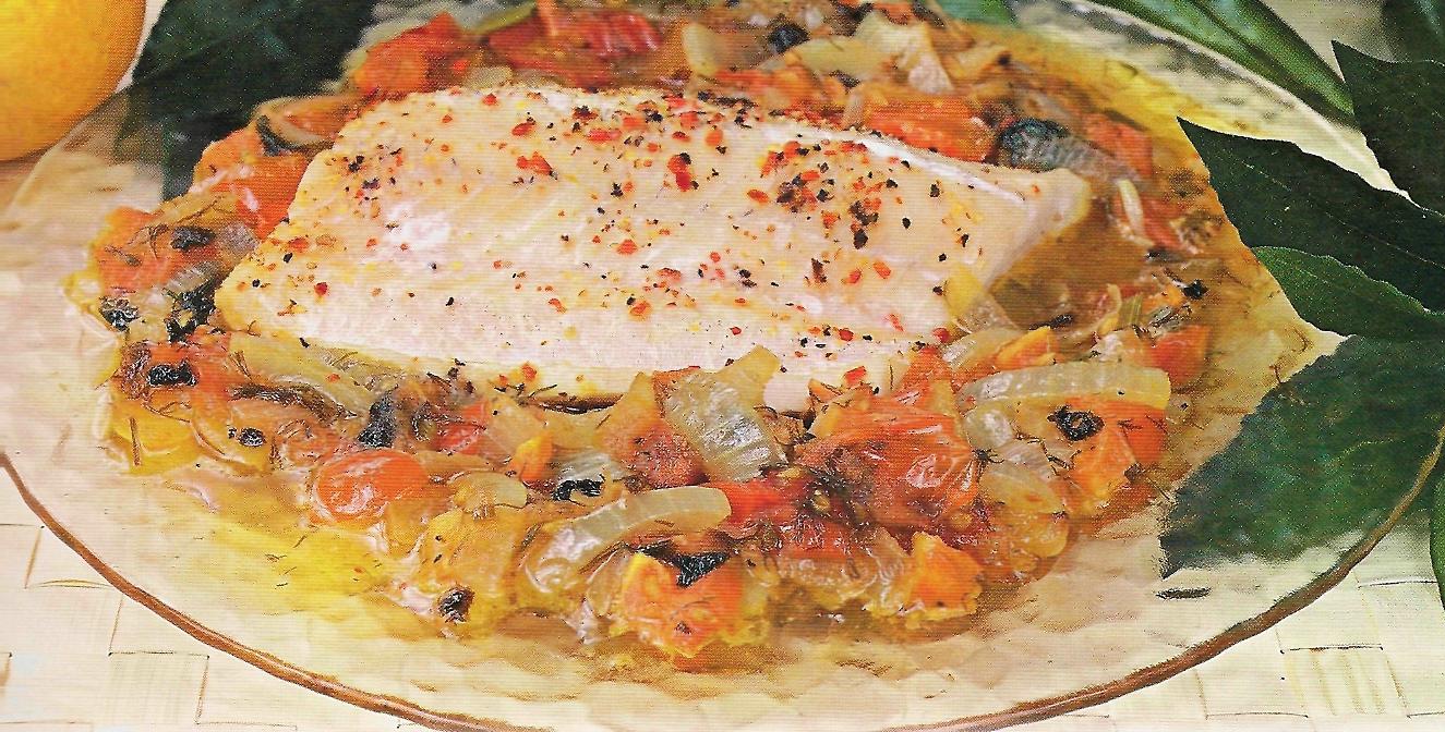 запеченная рыба, рыба по-гречески, рецепт запеченной рыбы в духовке